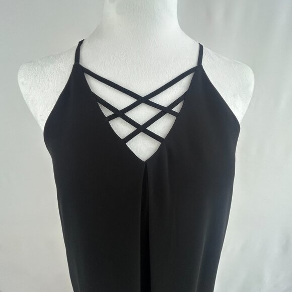 Monteau Chic Strappy Black A-Line Minimalist Cocktail Dress – Small - Picture 4 of 7